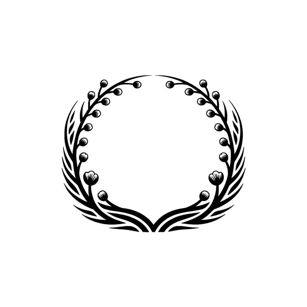 Elegant Botanical Wreath Minimalist Black and White vector