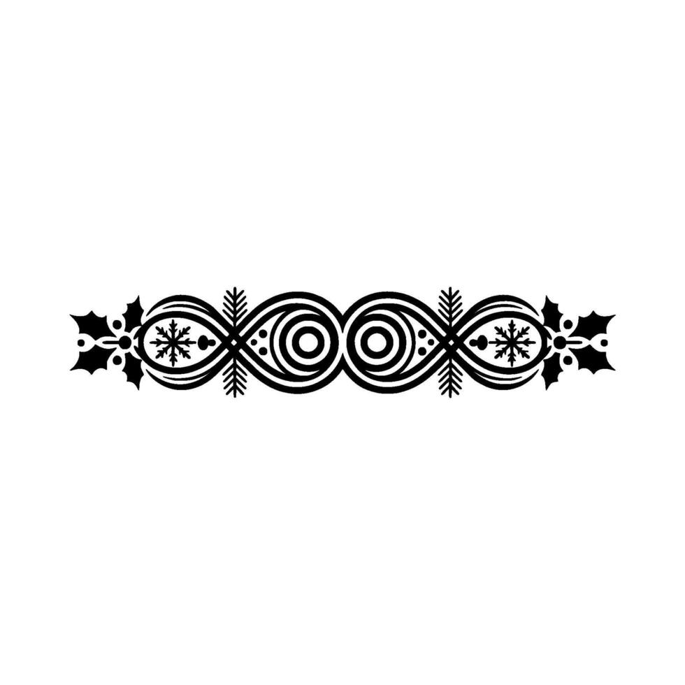 Ornate Black White Christmas Border, Element vector