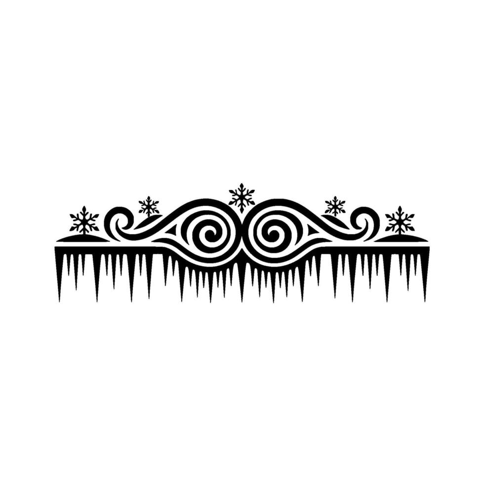 Winter Scroll Swirls, Snowflakes, Icicles in Black vector