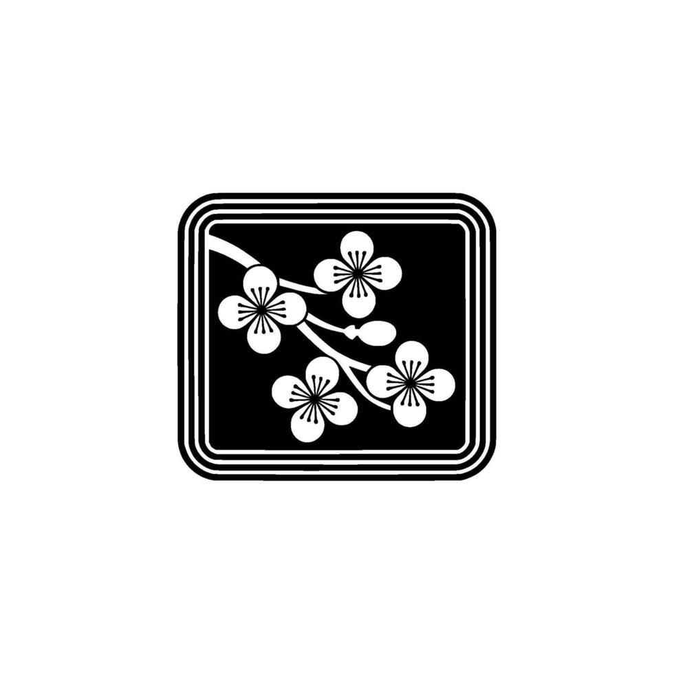 Minimalist Floral Cherry Blossom , Black and White, Modern vector