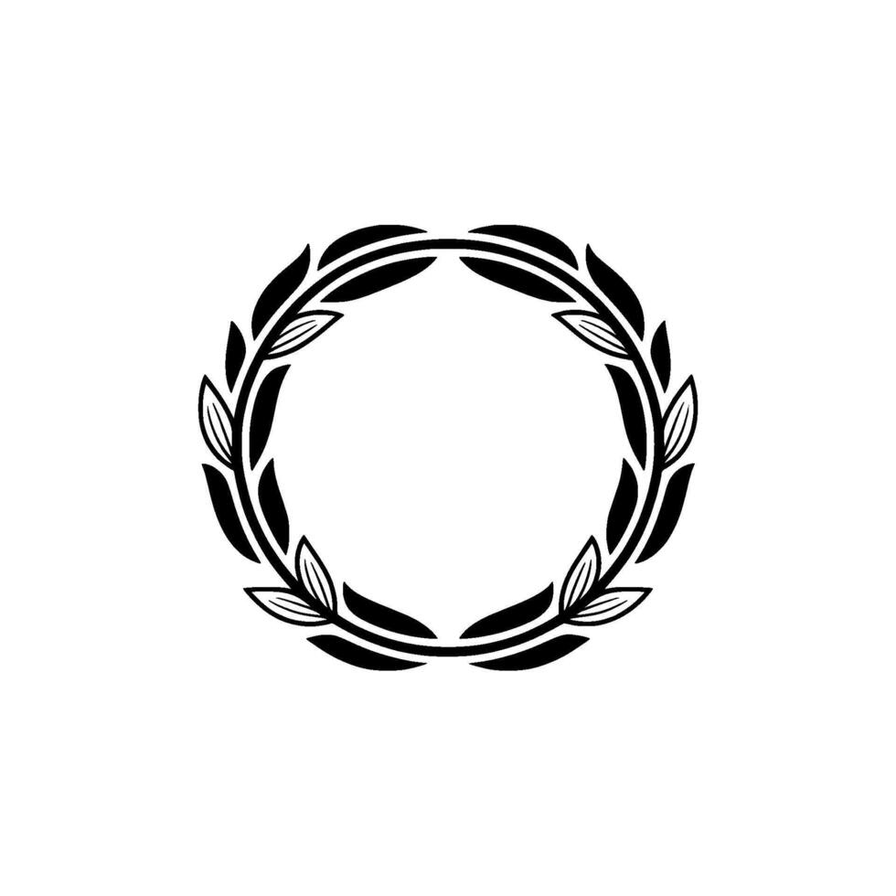 Elegant Black Laurel Wreath on White Background, Minimalist vector