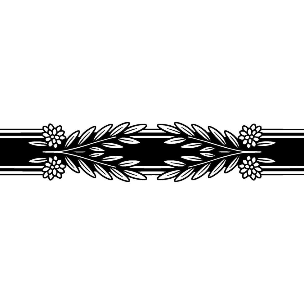 Elegant Floral Garland Border on Black Stripe, Minimalist vector