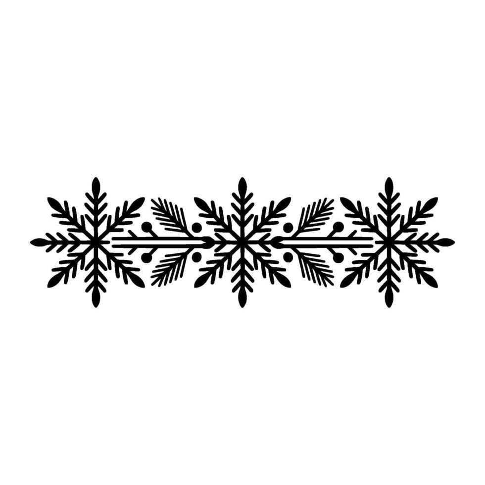 Minimalist Snowflake Border on White, Christmas Ornament vector