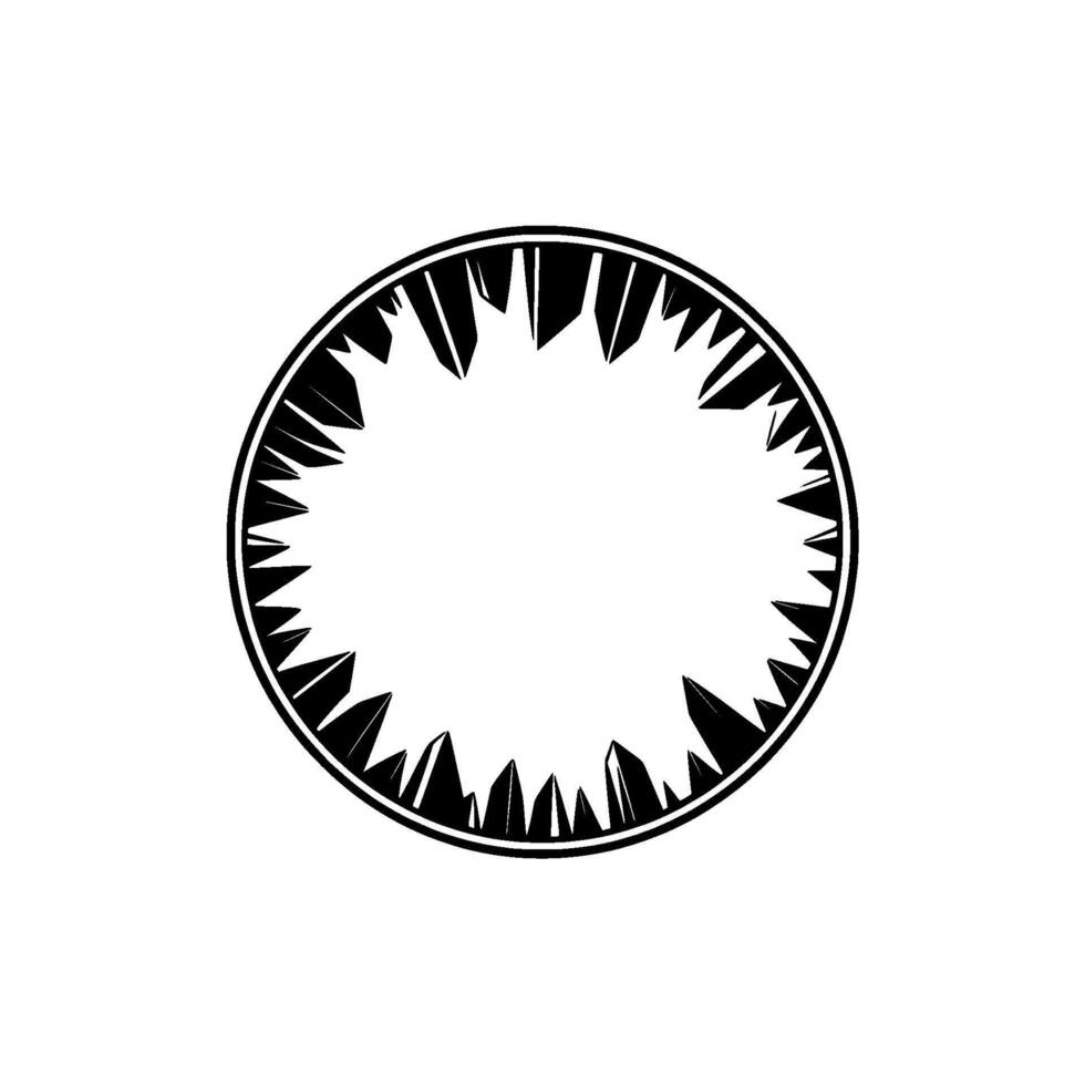 Abstract Circle with Spiked Edge - Black White Minimalist vector