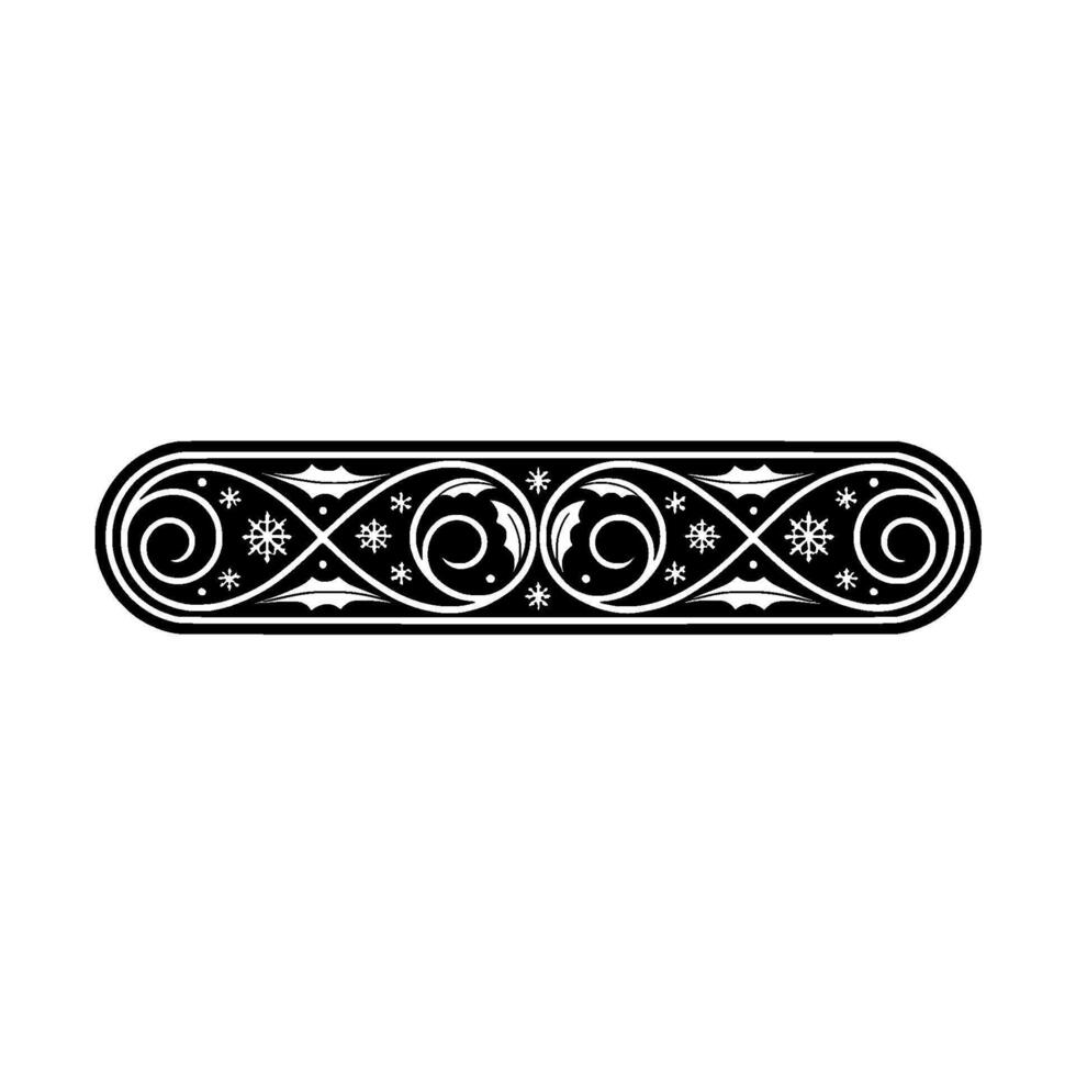 Ornate Black and White Christmas Border Element, Winter , Minimalist vector