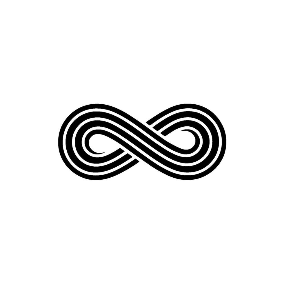 Minimalist Infinity Symbol Black Stripes on White, Geometric vector