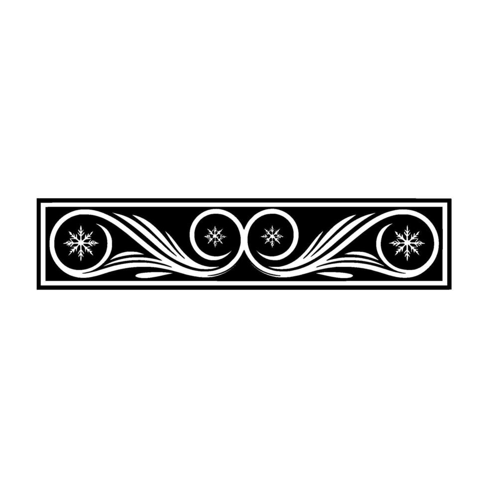 Elegant Winter Scroll Border Black White Snowflake vector
