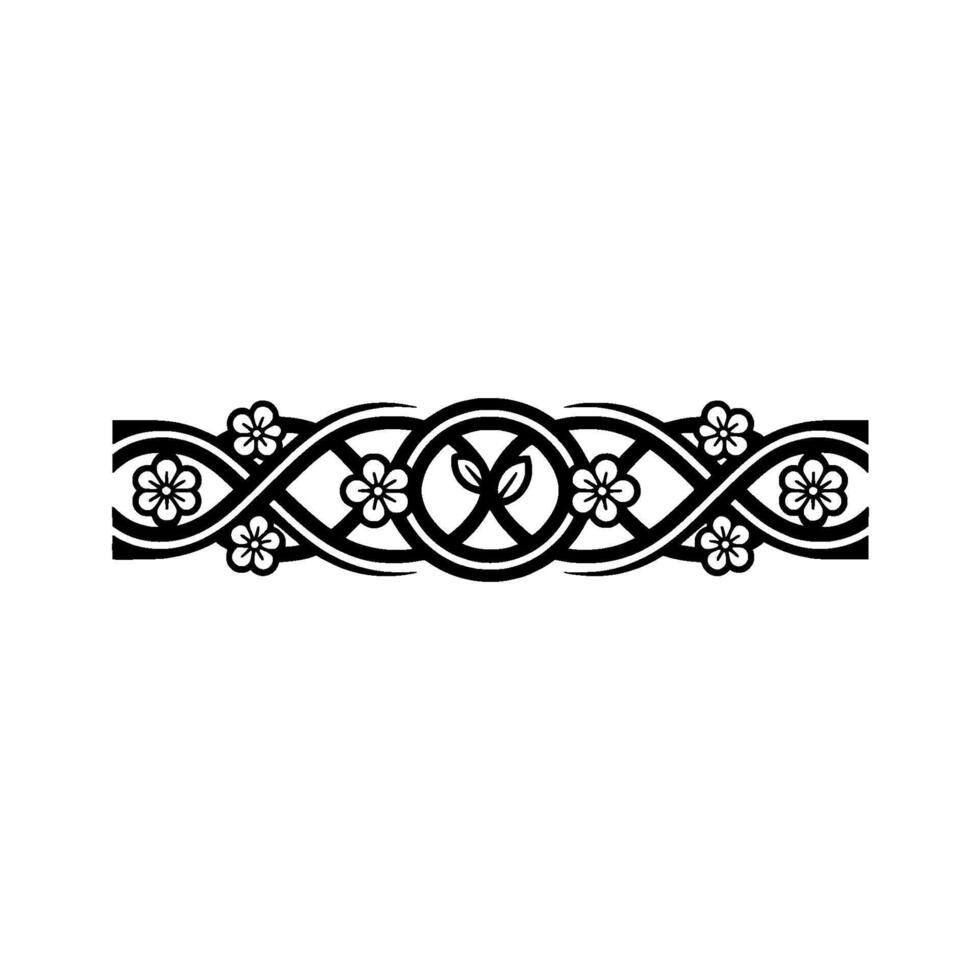 Elegant Black, White, Floral- Border vector