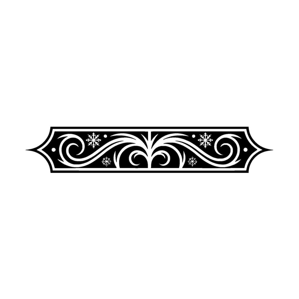 Elegant Black and White Ornamental Scroll Border with Snowflakes vector