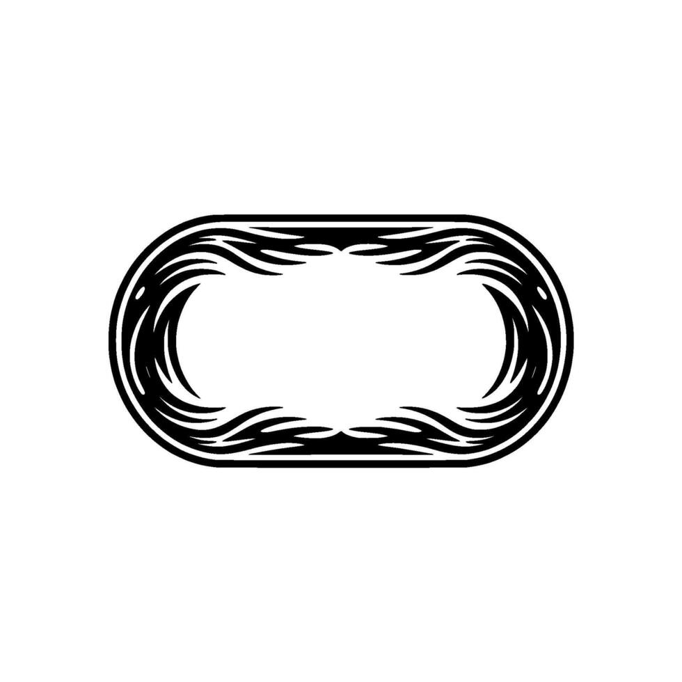 Decorative Oval Frame with Organic Swirls, Minimalist vector