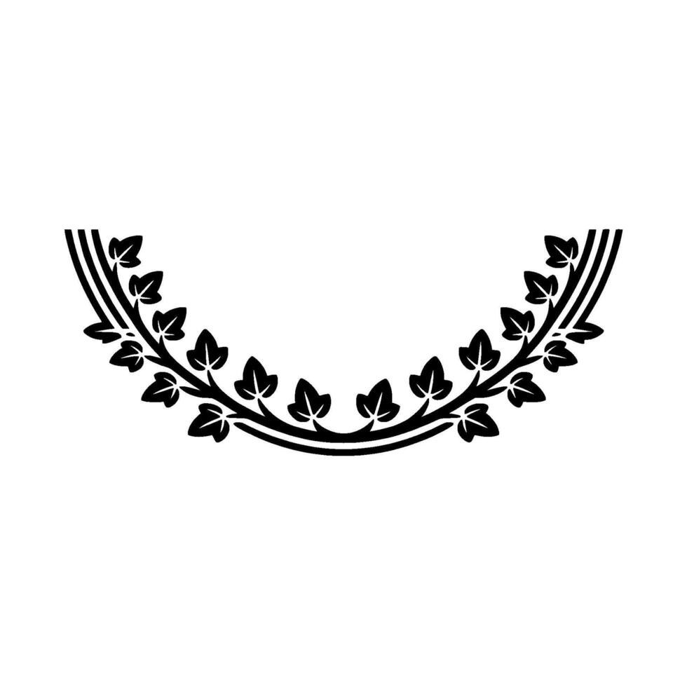Elegant Black Laurel Wreath , Minimalist on White vector