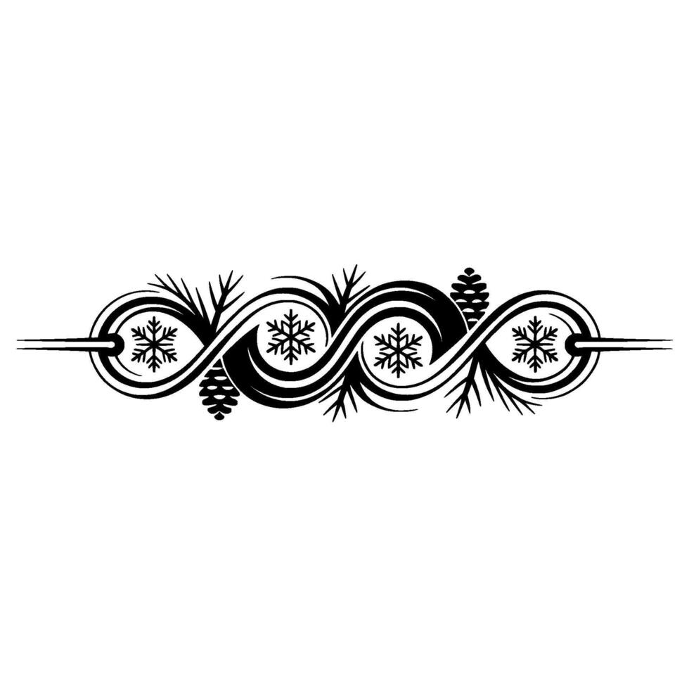 Elegant Winter Border Black- White Snowflake Ornament vector