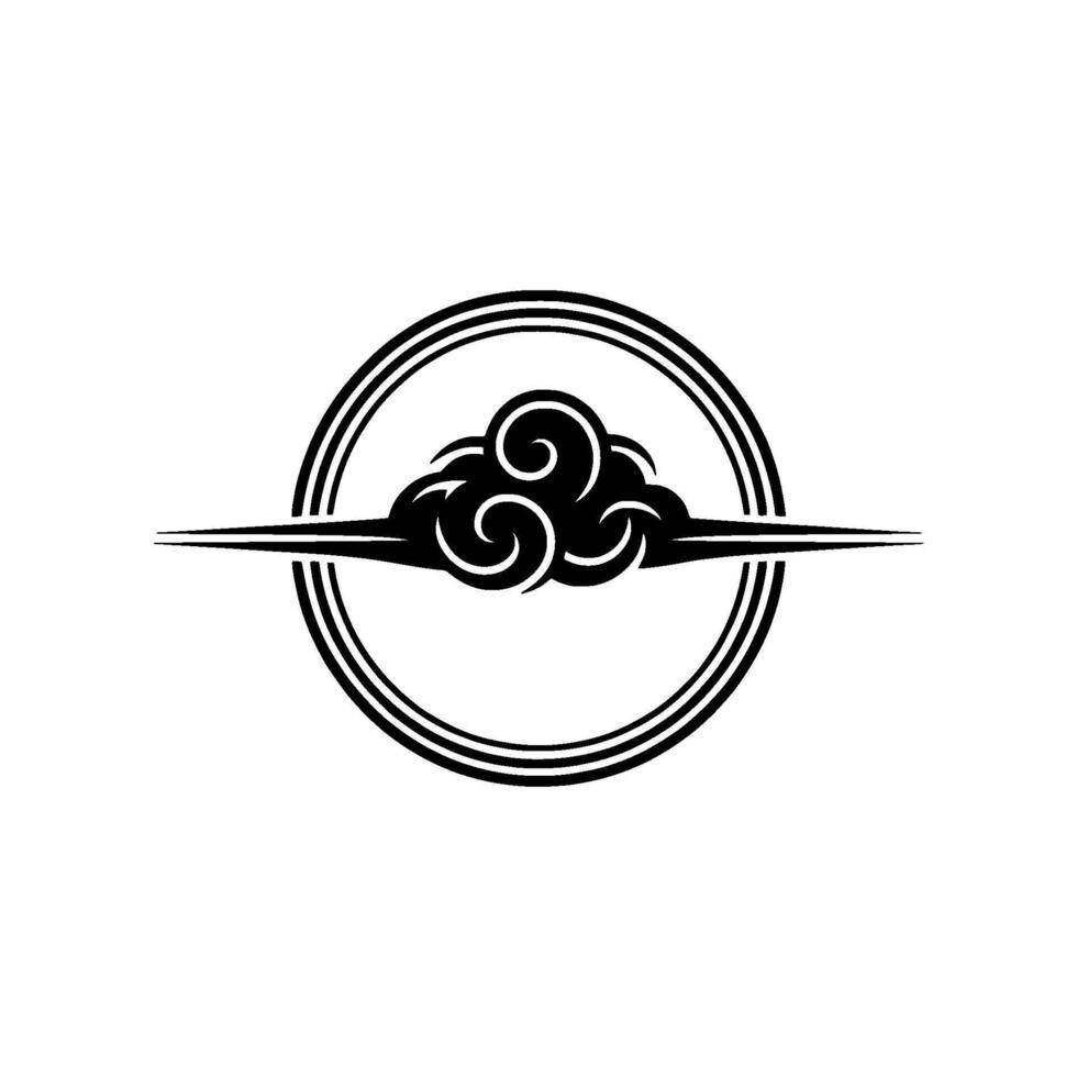 Elegant Cloud , Minimalist , Asian-Inspired, Black and White vector