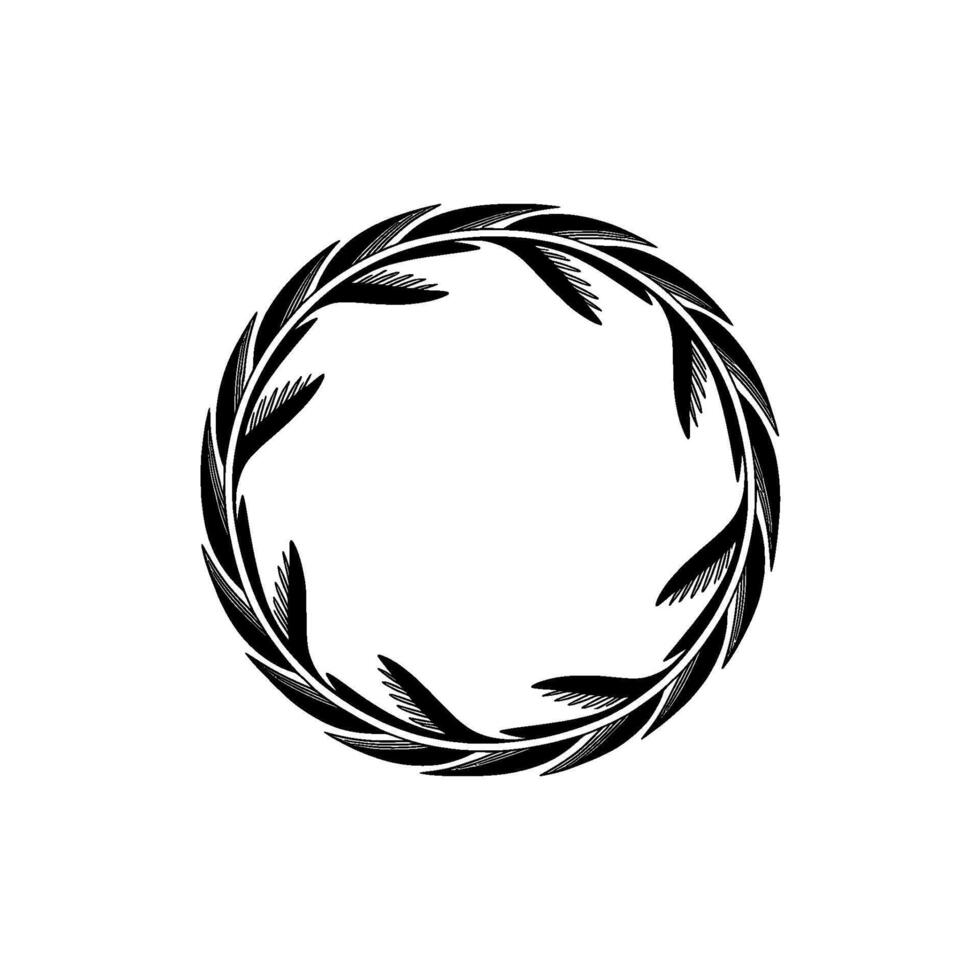 Elegant Black Laurel Wreath on White Background, Illustration vector