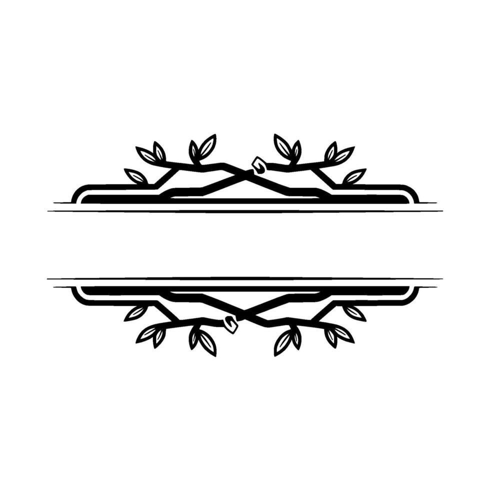 Elegant Botanical Divider Frame, Black and White vector