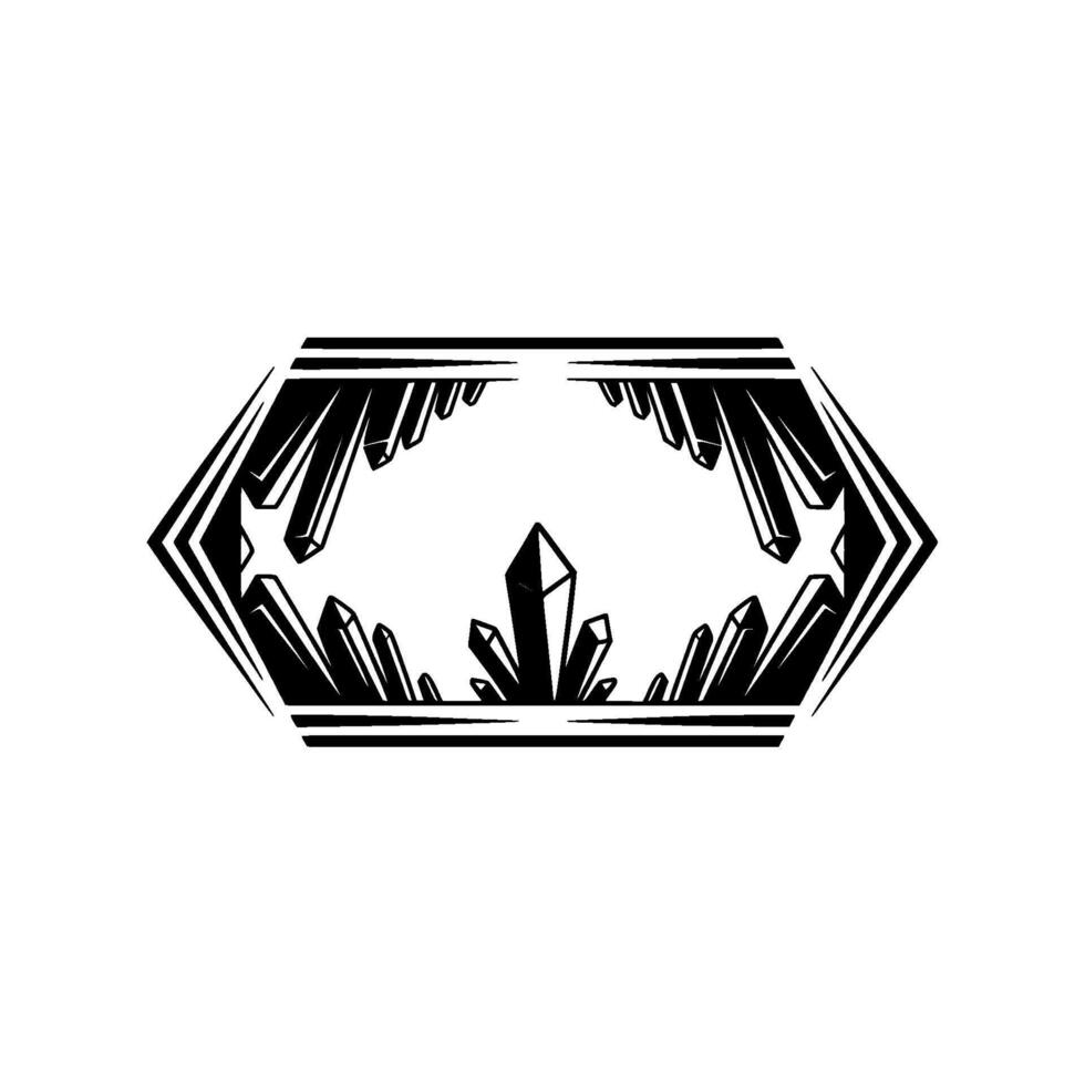 Geometric Crystal Hexagon Emblem, Minimalist Black White vector