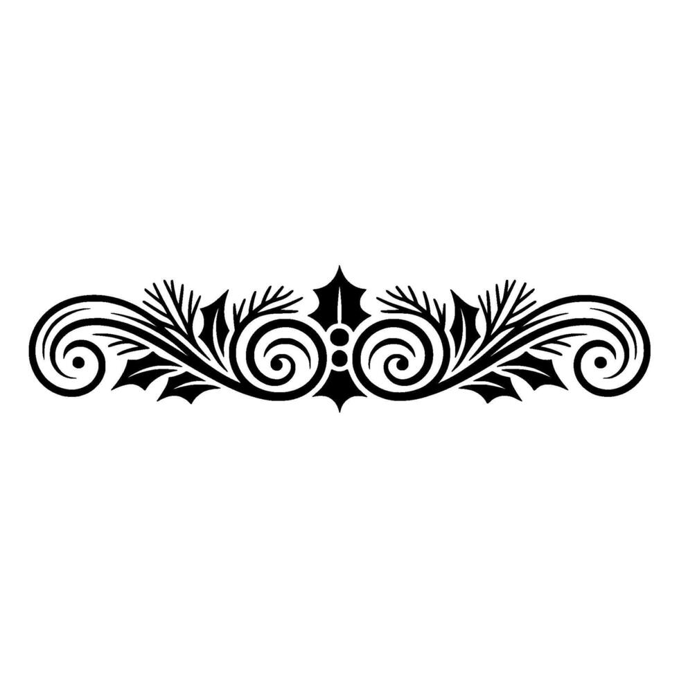 Elegant Black, Floral- Ornament on White, Background vector