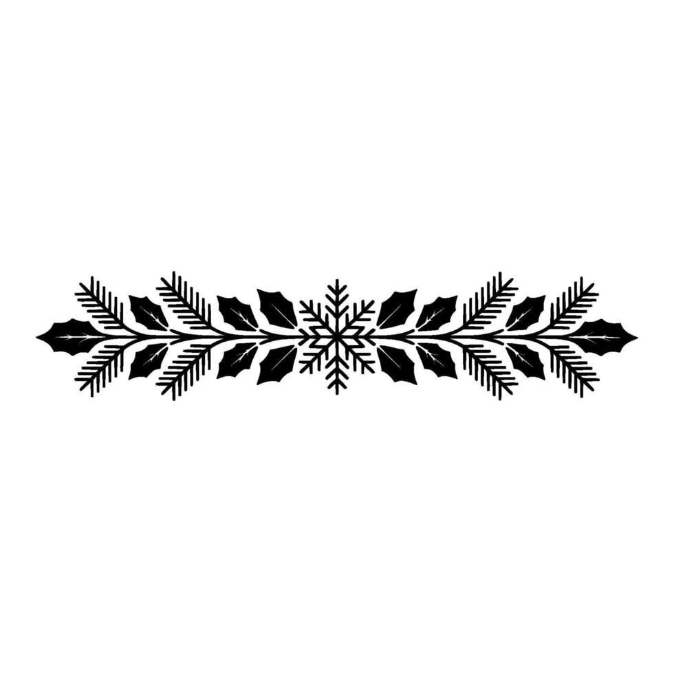 Elegant Black White Christmas Border with Snowflake Foliage vector