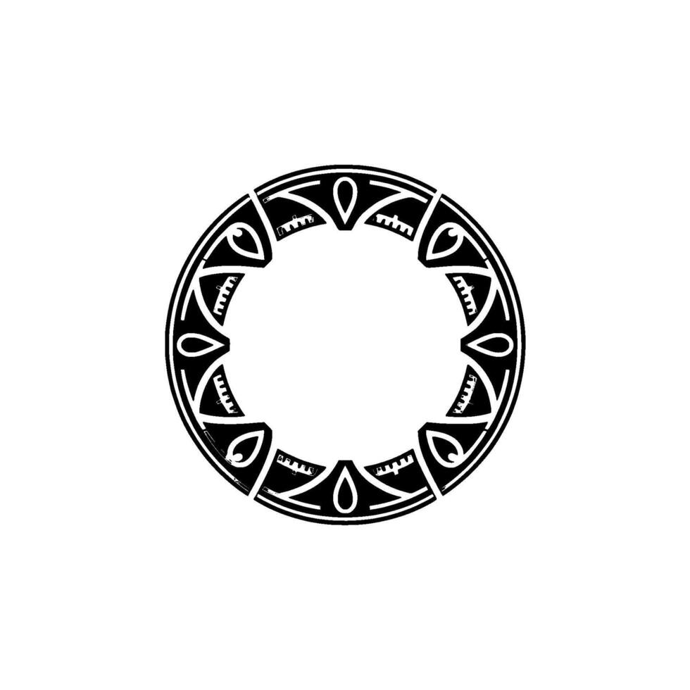 Decorative Geometric Circle Frame Black, Copper, and Silver on White vector