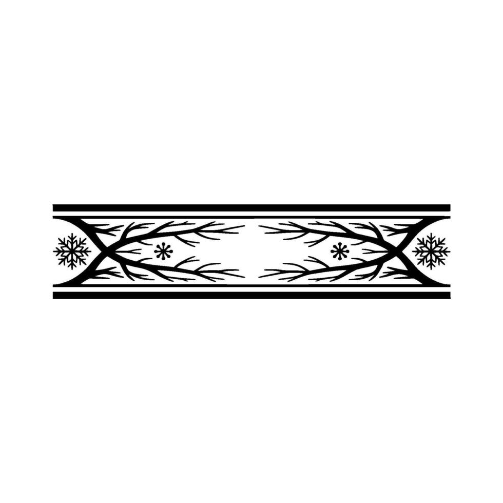 Winter Border Ornament Black Branch Snowflake vector