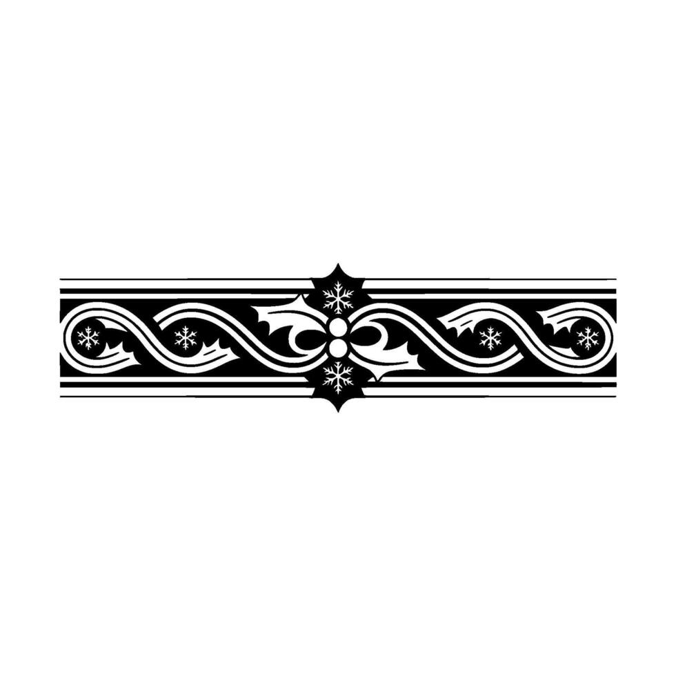 Elegant Black and White Winter Border Ornament, Repeating Motif, Snowflakes vector