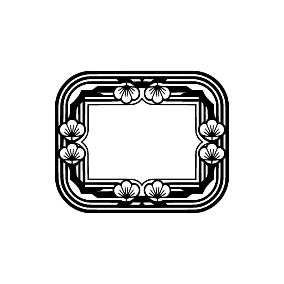 Elegant Black and White Floral Frame - Illustration vector