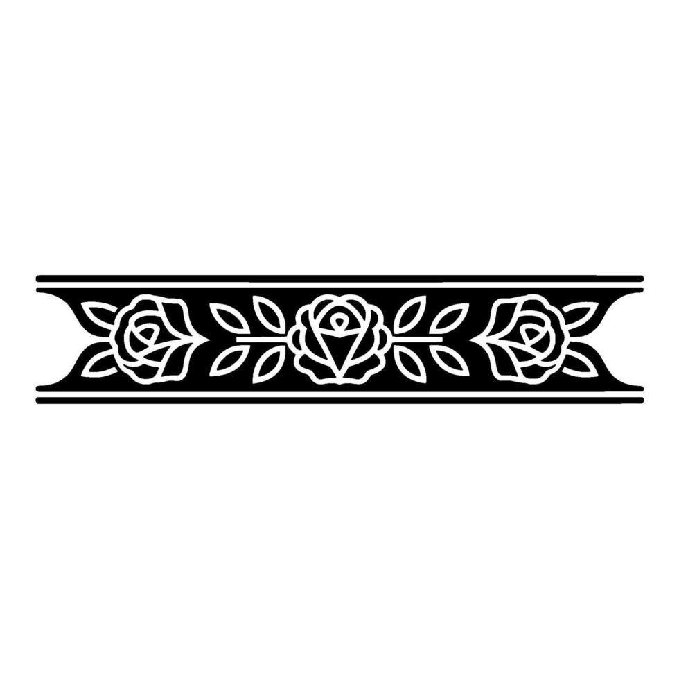 Elegant Floral Border Roses, Leaves, and Decorative Element vector