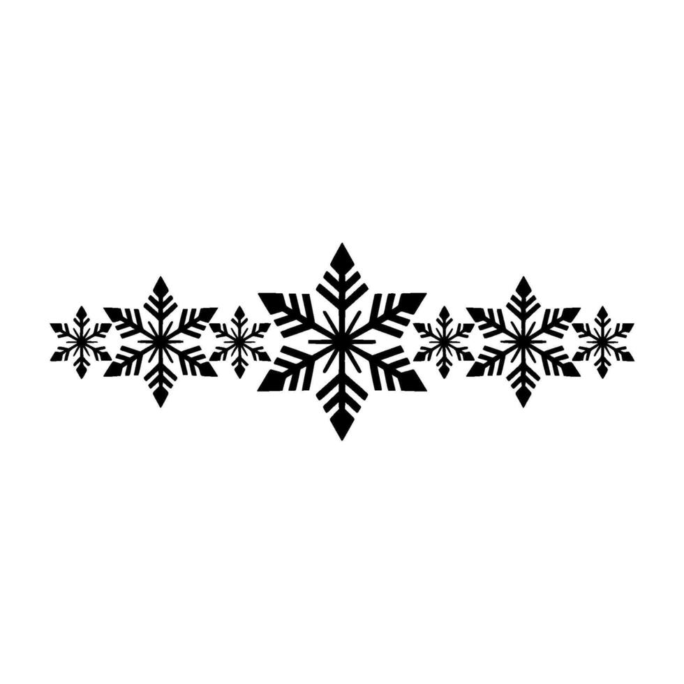 Black Snowflake Border on White Background Minimalist Christmas vector