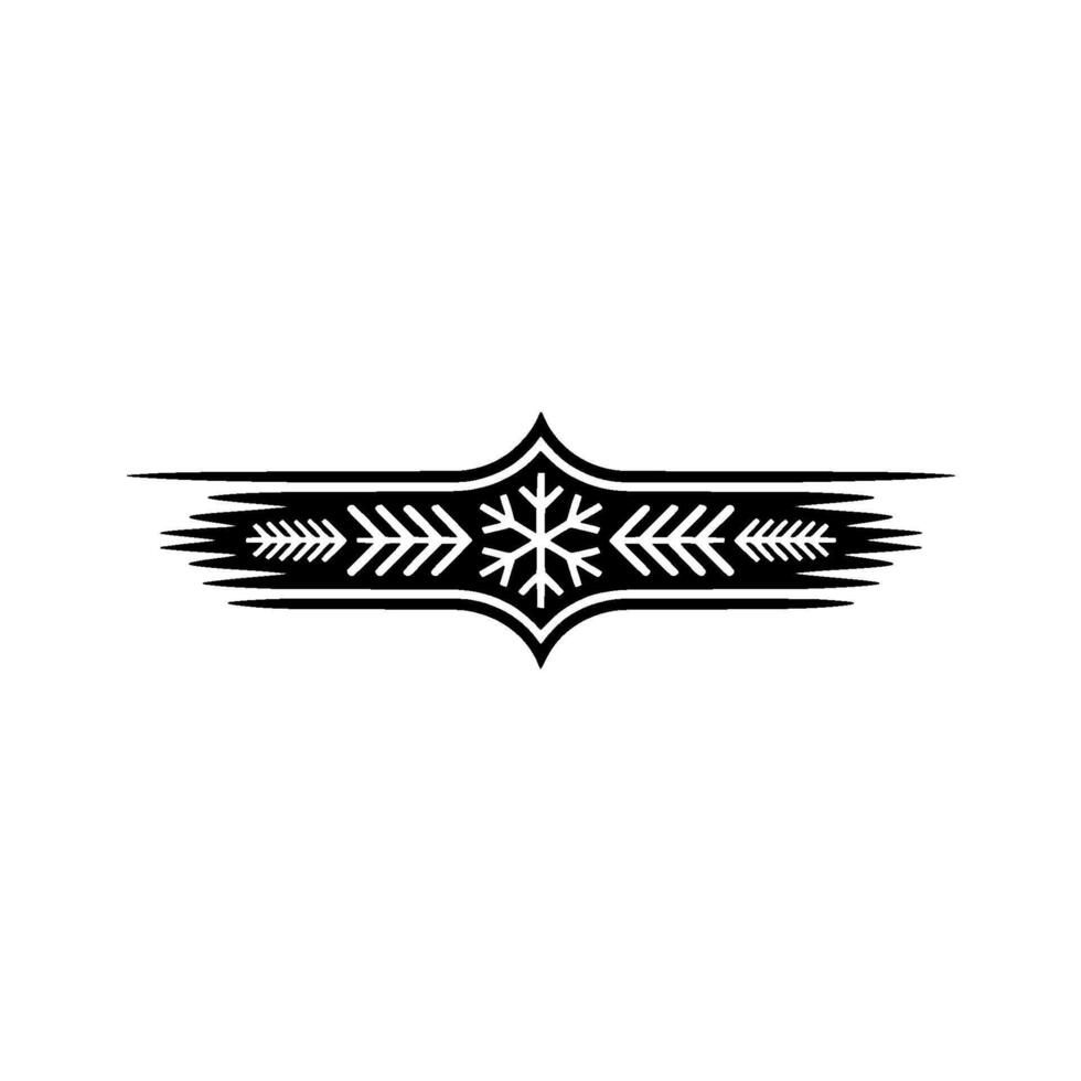 Black Snowflake Ornament on White Elegant Winter vector