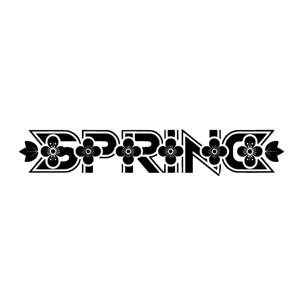 Spring Floral Typography in Black and White vector