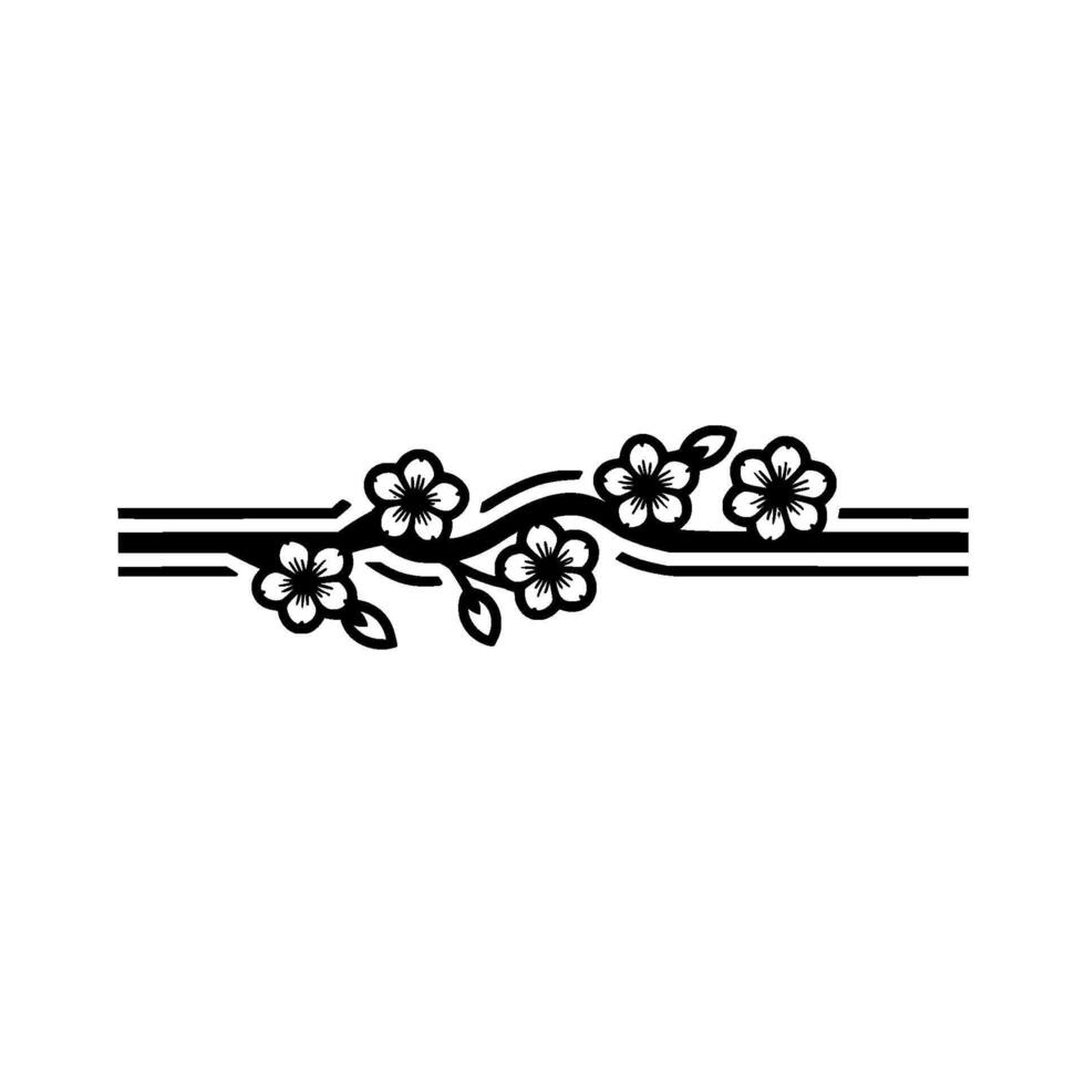 Minimalist Floral Cherry Blossom Branch Border vector