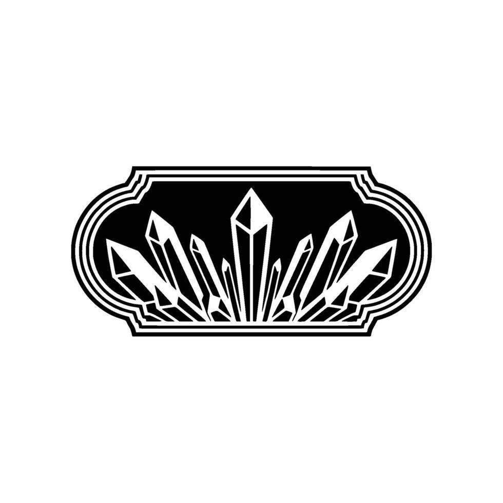 Geometric Crystal Emblem, Black White , Minimalist Style vector