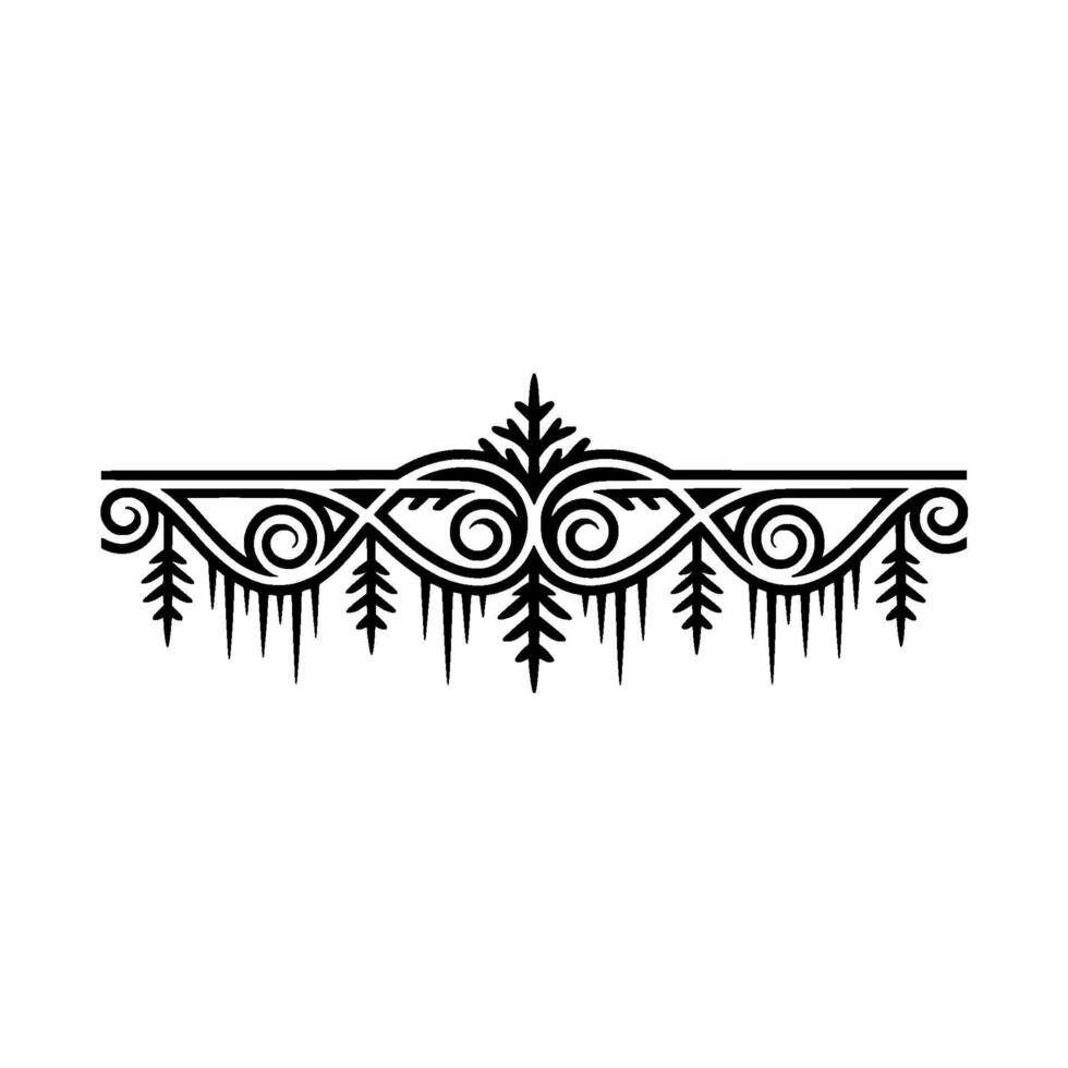 Elegant Black Ornament Swirls, Icicles, Leaf Motifs on White vector