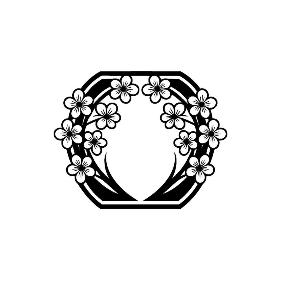 Geometric Floral Frame Minimalist Black White vector