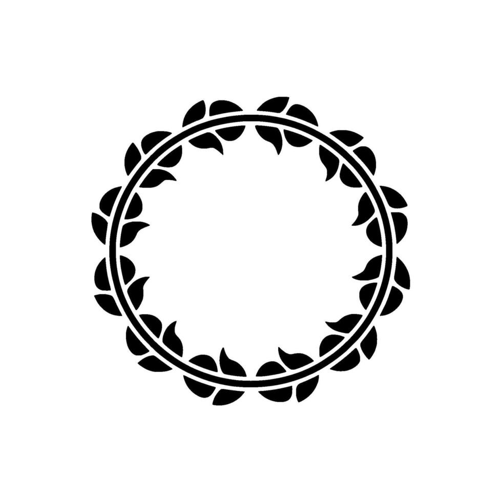 Minimalist Black Leaf Wreath on- White Background vector