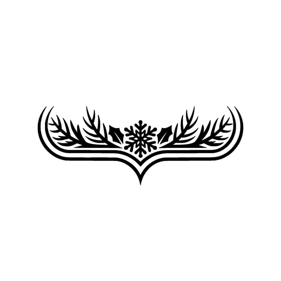 Minimalist Winter Snowflake Foliage Ornament vector