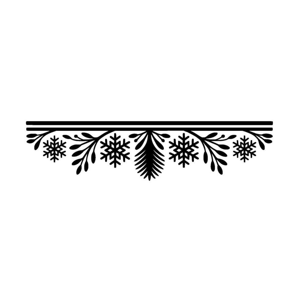 Elegant Winter Border with Snowflakes and Foliage vector