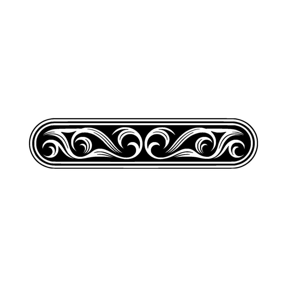 Elegant Black White Swirl Border Element on Neutral Background vector