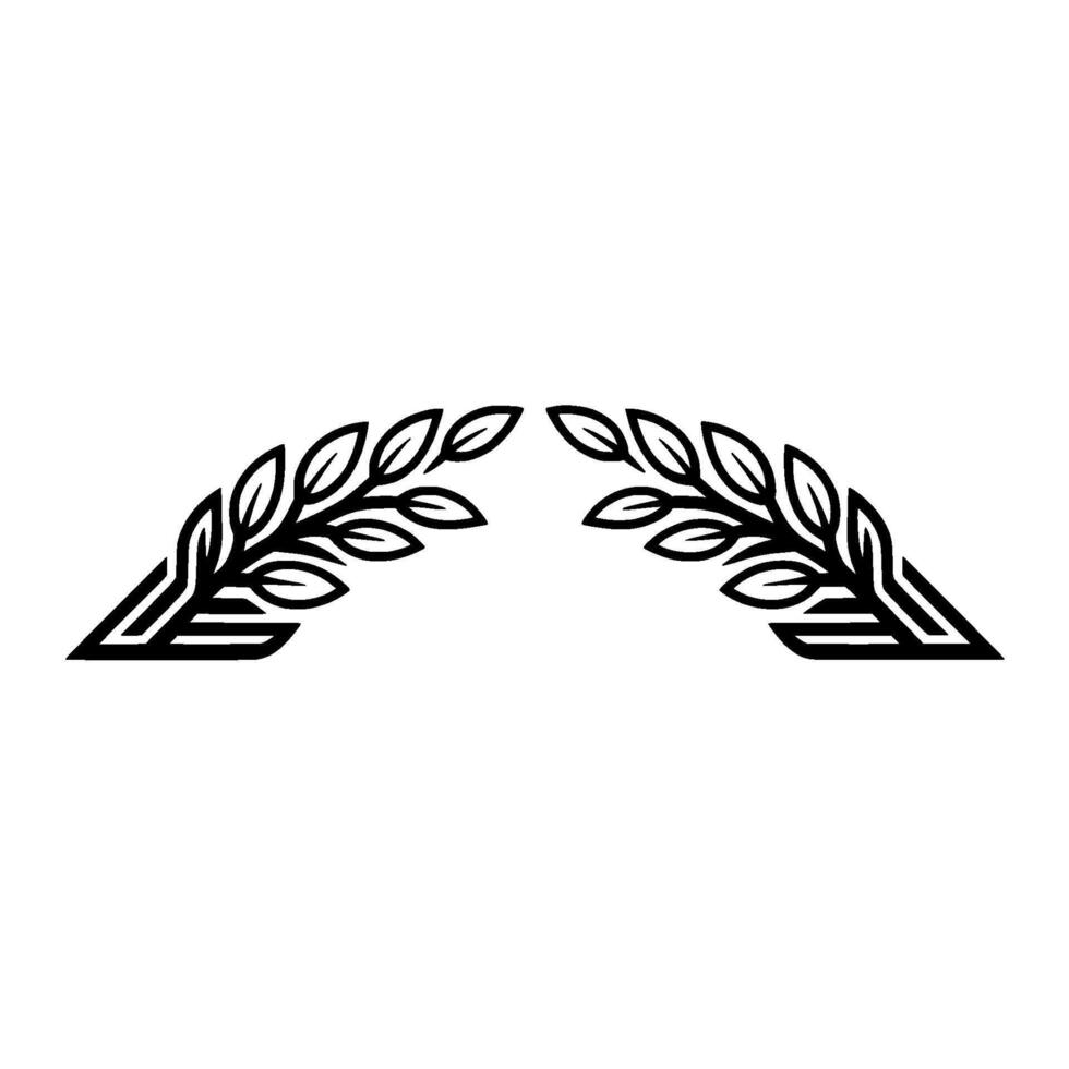 Elegant Leaf Wreath Crest Minimalist , Pink Black, Illustration vector