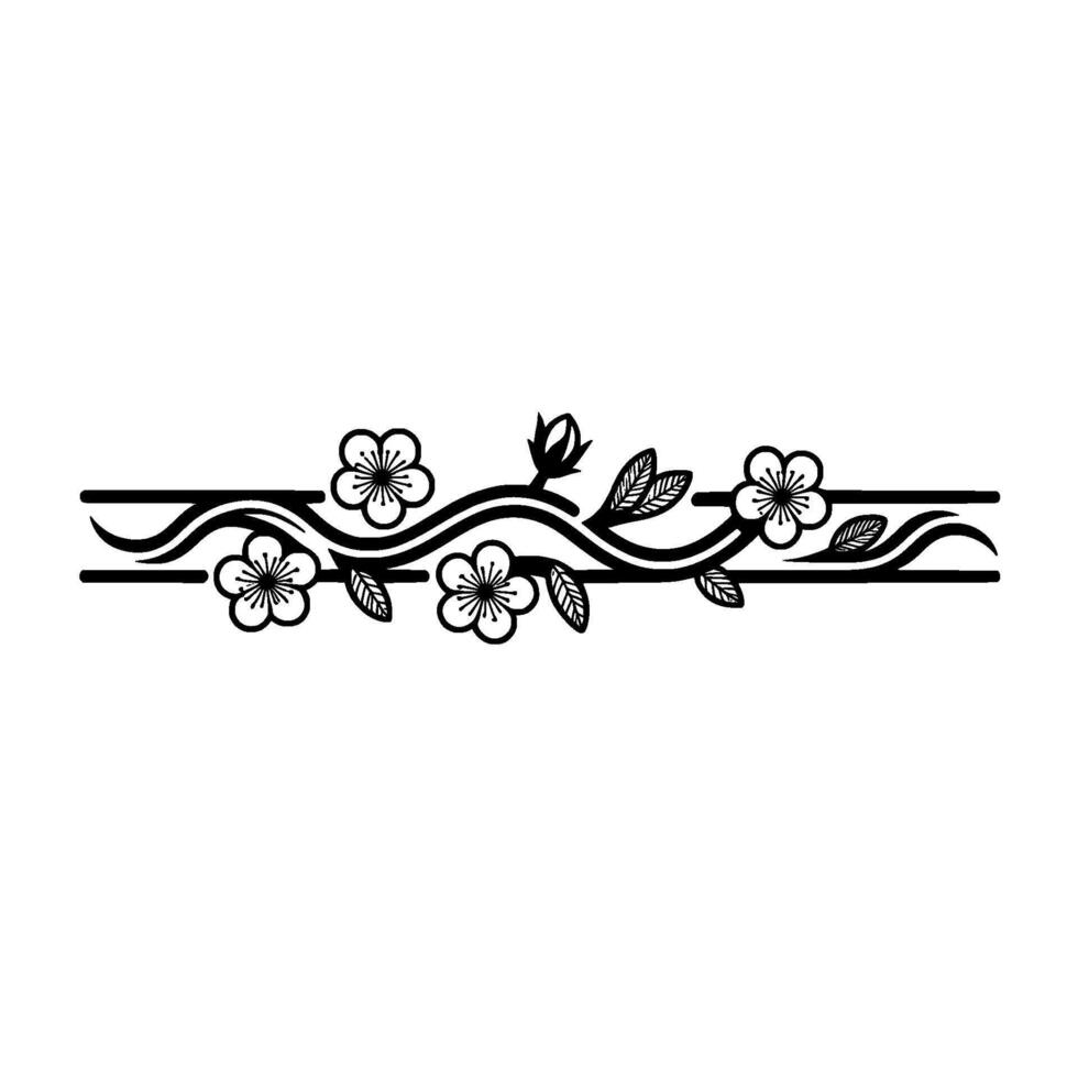 Minimalist Floral Border in Black White, Decorative vector