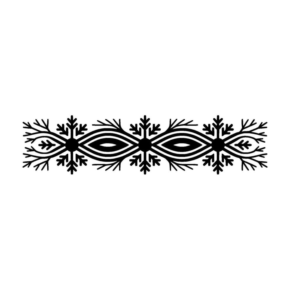 Elegant Black Border with Snowflake Motifs vector