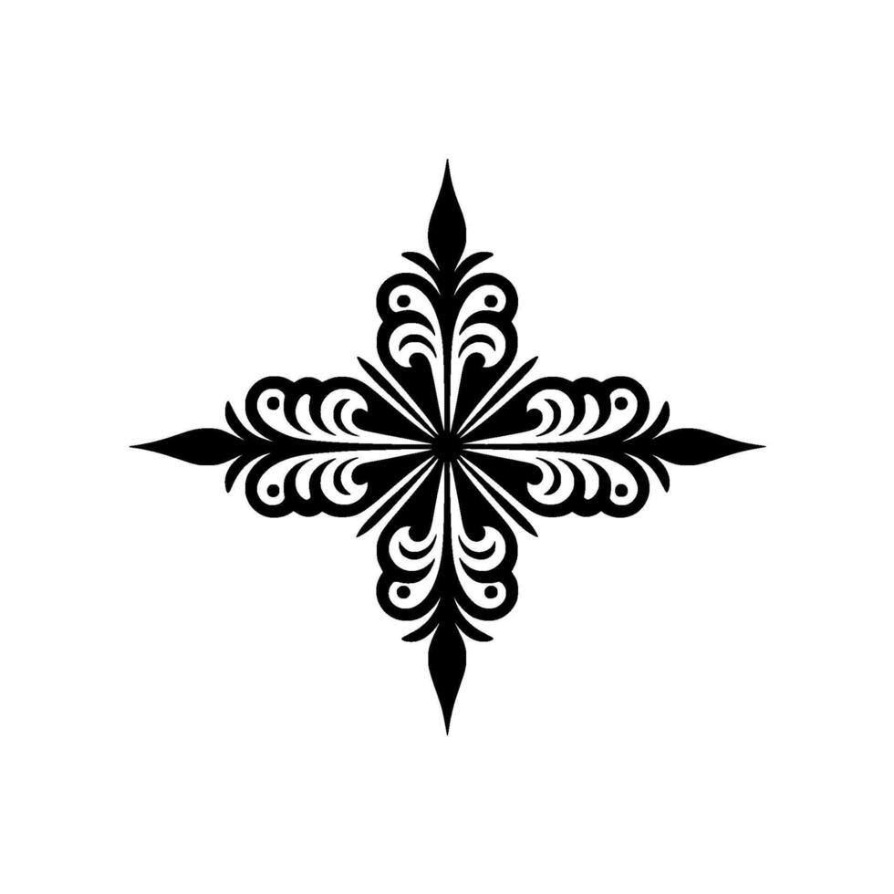 Black Floral Cross on White Background vector