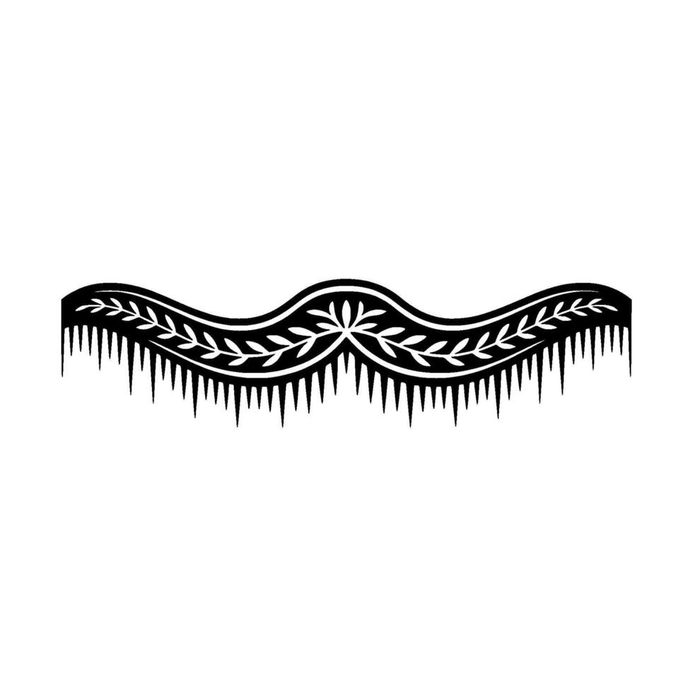 Elegant Black Floral Border with Icicle Detail on White vector