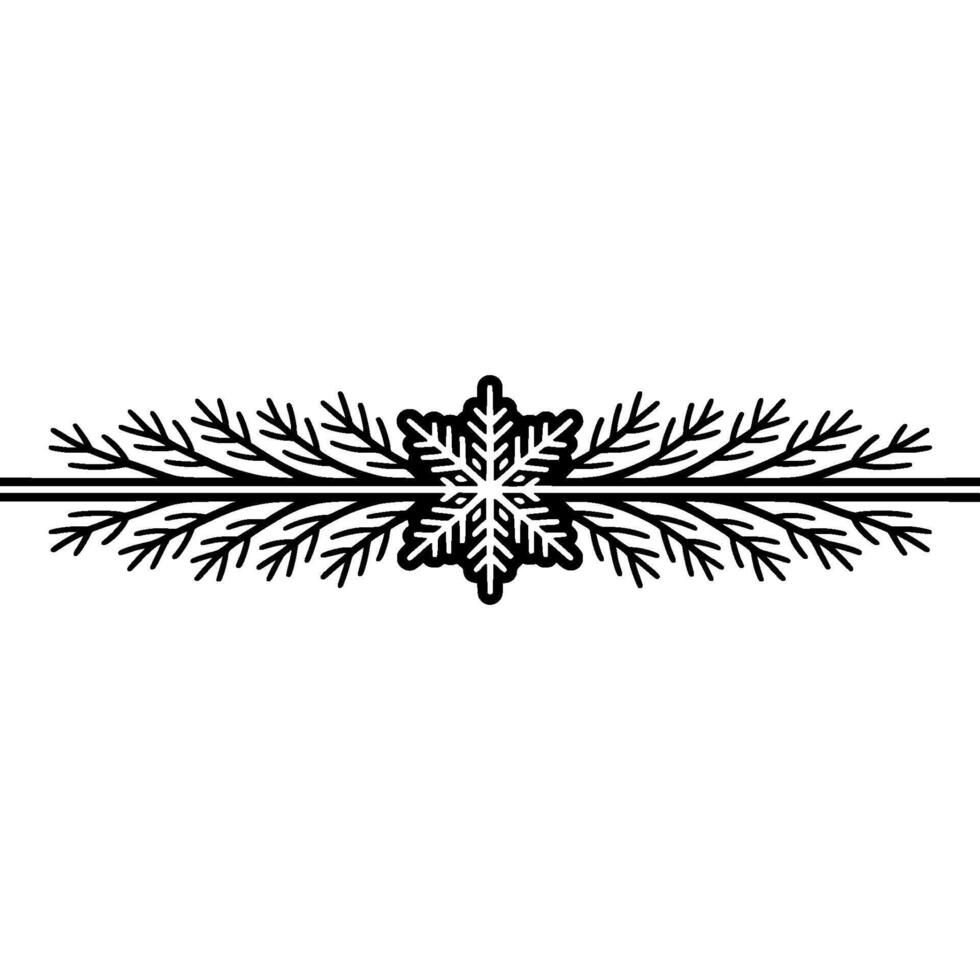 Minimalist Winter Border Snowflake Branch on White vector