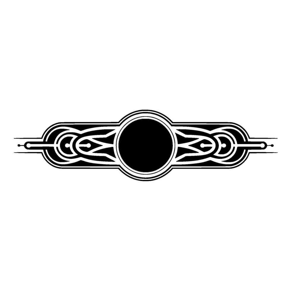Art Deco Circular Emblem Black and White Geometric Border vector