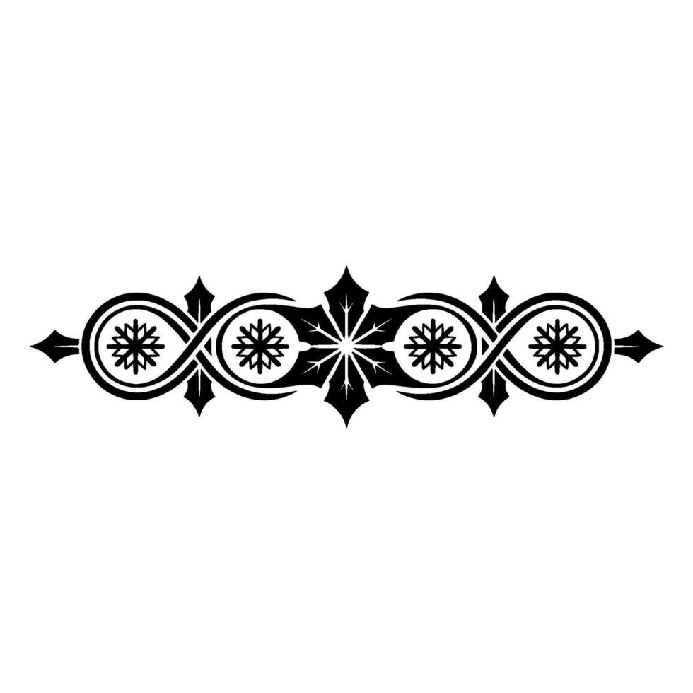 Ornate Black Border Floral Geometric Element on White vector