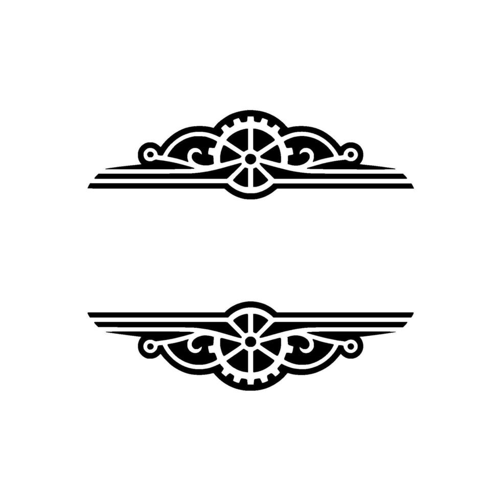 Steampunk Emblem Frame, Black and White vector
