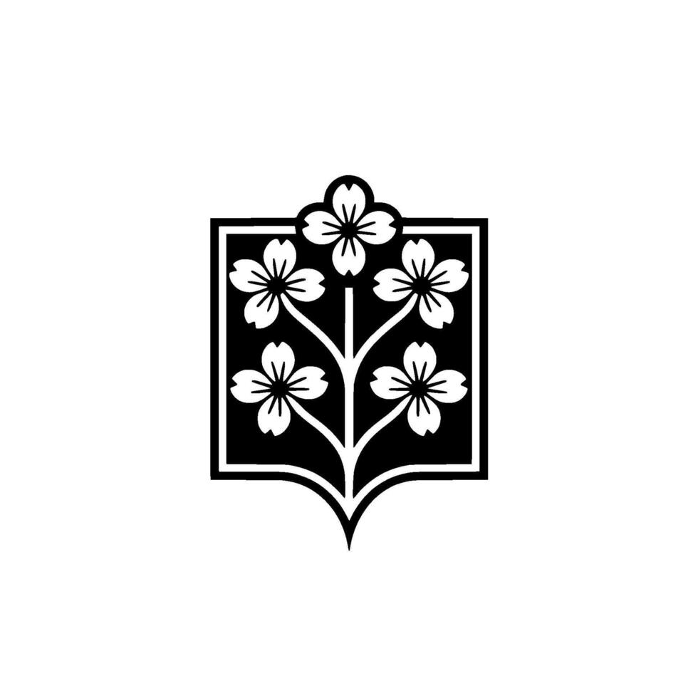 Elegant Japanese Cherry Blossom Crest vector