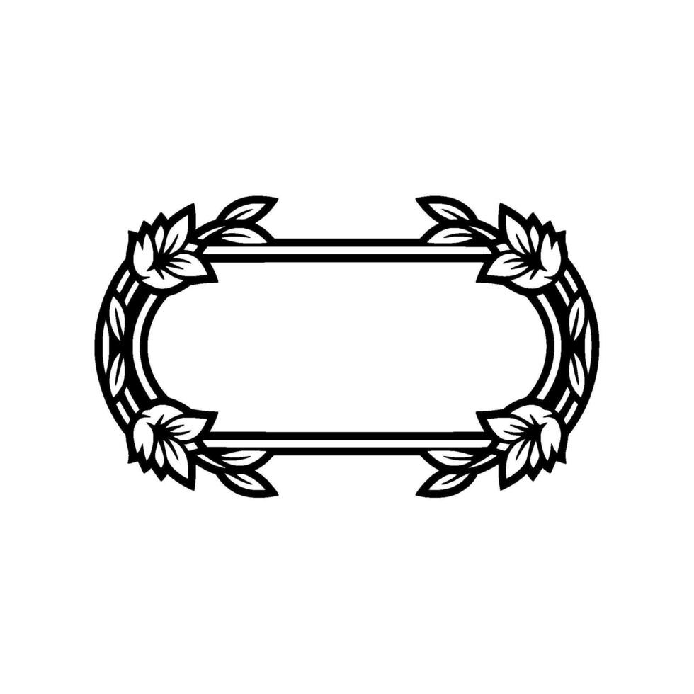 Elegant Floral Frame Minimalist , Black White, For Invitations and Logos vector