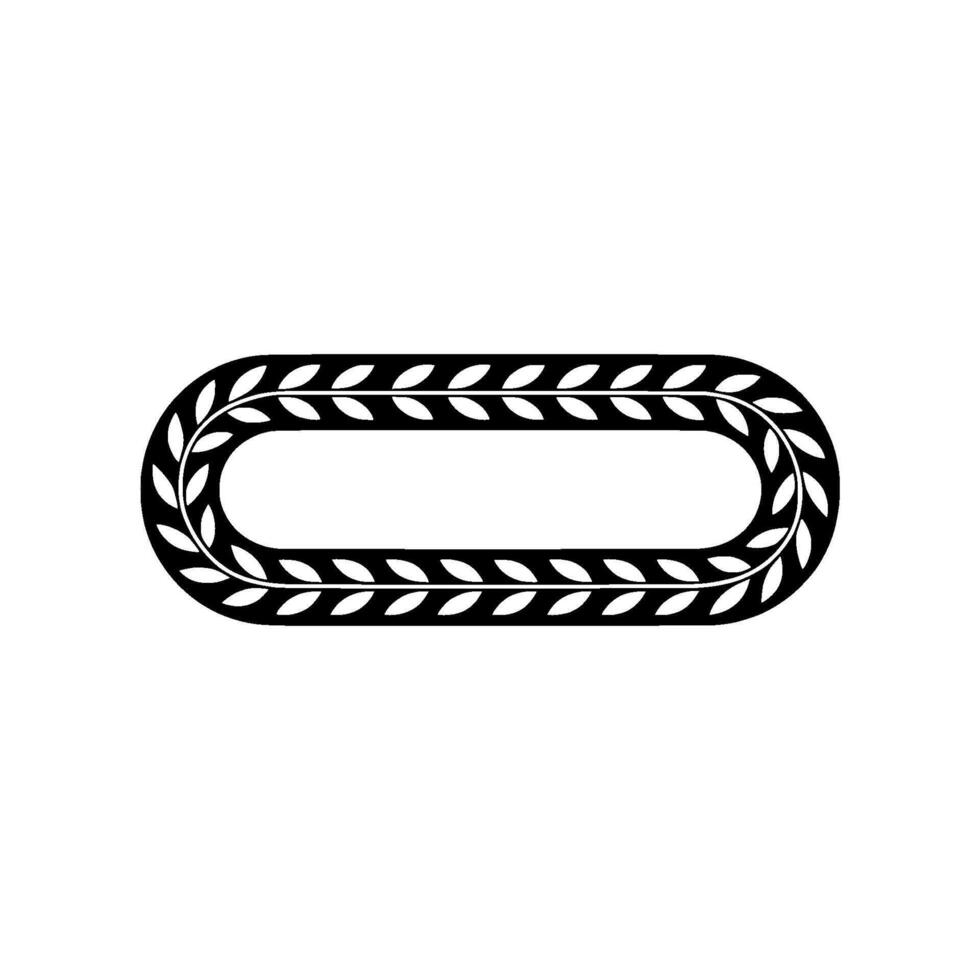 Minimalist Laurel Wreath Oval Frame, Black and White Element vector